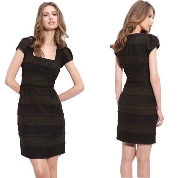 Nanette Lepore Catch Me Feelin Lucky Fringe Tweed Short Sleeve Sheath Dress 10 - Picture 1 of 16